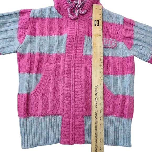 LoveShackFancy Tirzah Pink and Gray Striped Hooded Zip Up Sweater. Sz. XXS - Picture 6 of 7